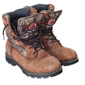 Brahma Hunter Hunting Boots Mens Size 9 Brown Suede Camo Thinsulate Lace Up Work
